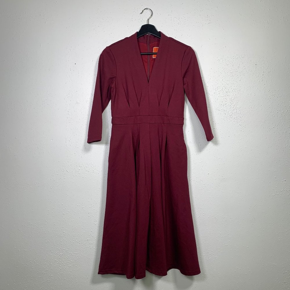 Brand new Modcloth pleated burgundy dress